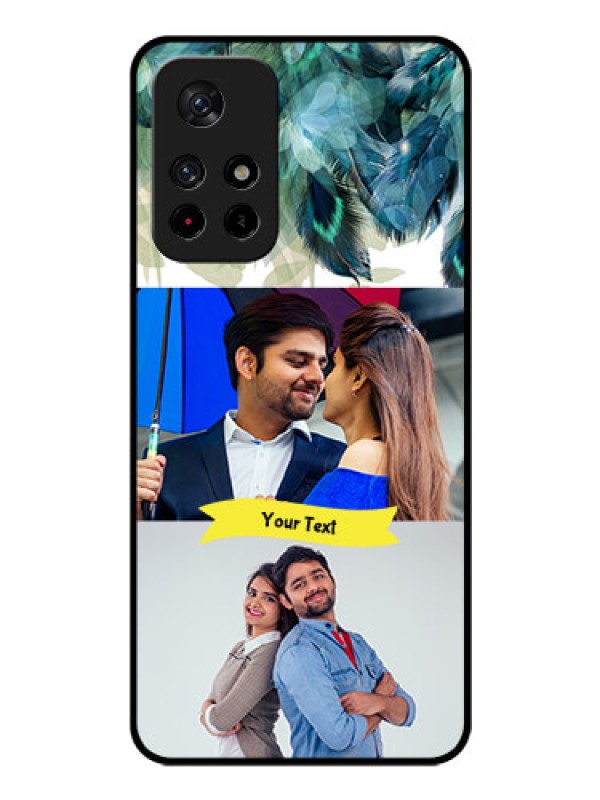 Custom Redmi Note 11T 5g Personalized Glass Phone Case - Image with Boho Peacock Feather Design