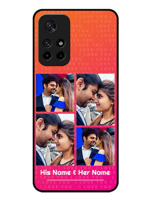 Custom Redmi Note 11T 5g Custom Glass Phone Case - I Love You Pink Design