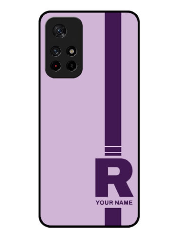 Custom Xiaomi Redmi Note 11T 5G Photo Printing on Glass Case - Simple dual tone stripe with name Design