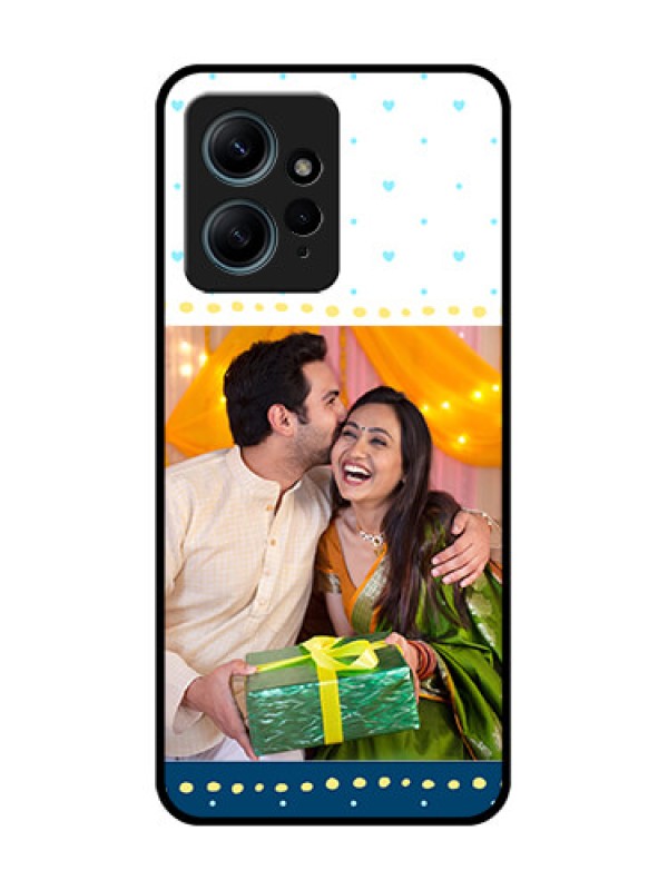 Custom Redmi Note 12 4G Custom Glass Phone CaseWhite And Blue Abstract Design