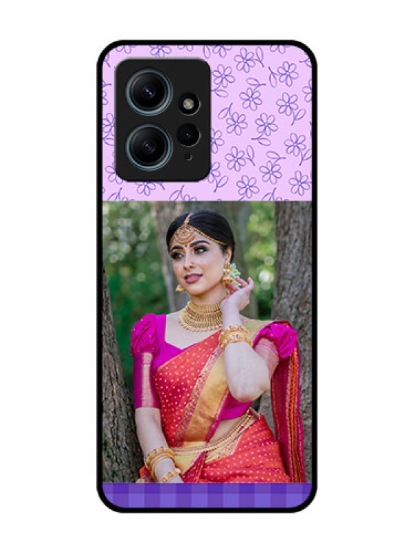 Custom Redmi Note 12 4G Custom Glass Phone CasePurple Floral Design