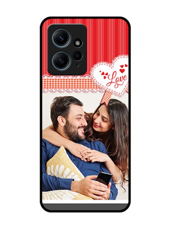 Custom Redmi Note 12 4G Custom Glass Phone CaseRed Love Pattern Design