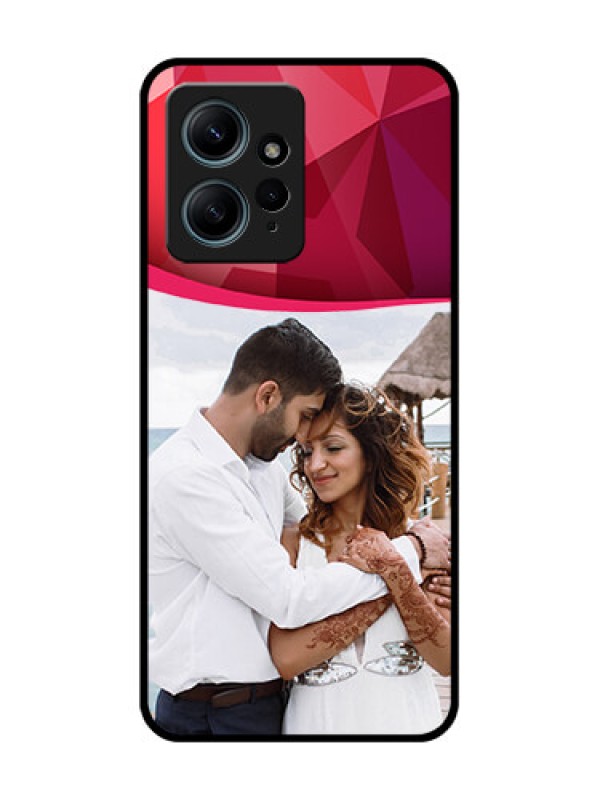 Custom Redmi Note 12 4G Custom Glass Phone CaseRed Abstract Design