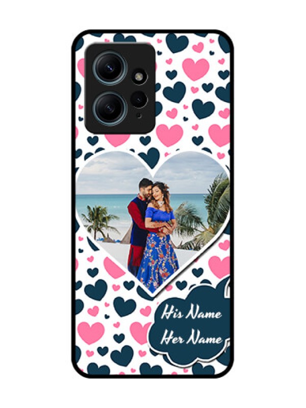 Custom Redmi Note 12 4G Custom Glass Phone CasePink and Blue Heart Design