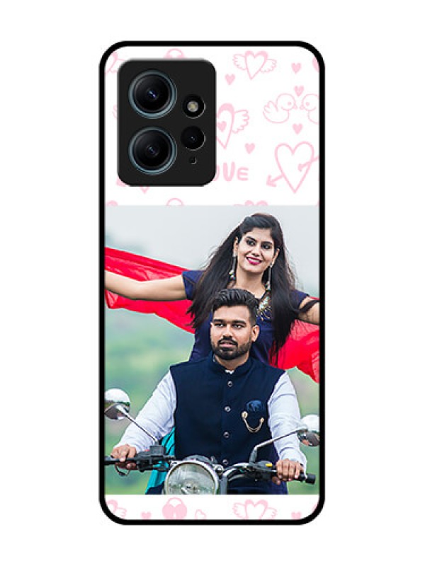 Custom Redmi Note 12 4G Custom Glass Phone CasePink Flying Heart Design