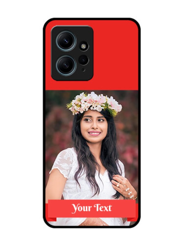 Custom Redmi Note 12 4G Custom Glass Phone CaseSimple Red Color Design