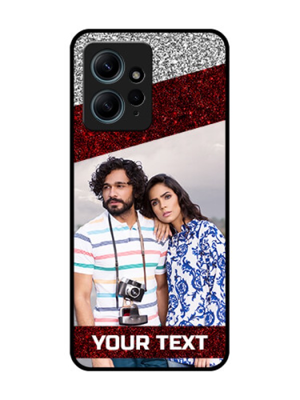 Custom Redmi Note 12 4G Custom Glass Phone CaseImage Holder With Glitter Strip Design