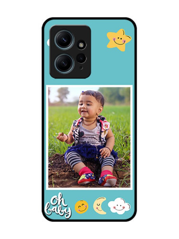 Custom Redmi Note 12 4G Custom Glass Phone CaseSmiley Kids Stars Design