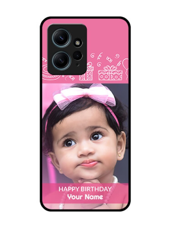 Custom Redmi Note 12 4G Custom Glass Phone CaseWith Birthday Line Art Design