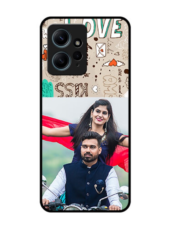 Custom Redmi Note 12 4G Custom Glass Phone CaseLove Doodle Pattern