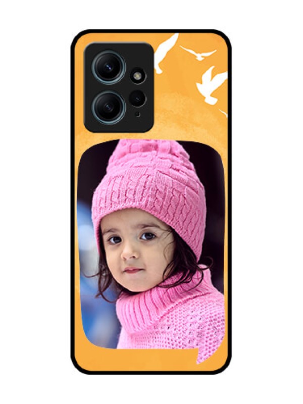 Custom Redmi Note 12 4G Custom Glass Phone CaseWater Color Design With Bird Icons