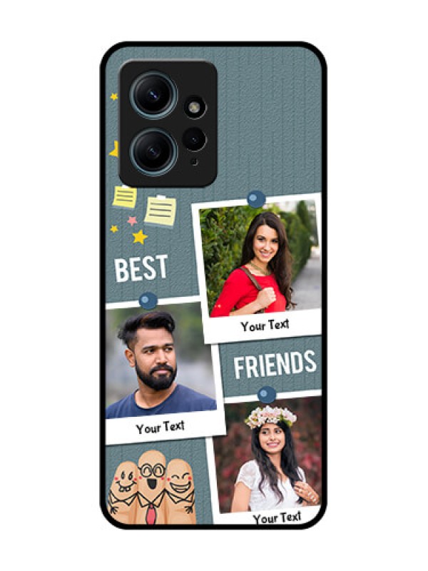 Custom Redmi Note 12 4G Custom Glass Phone CaseSticky Frames And Friendship Design