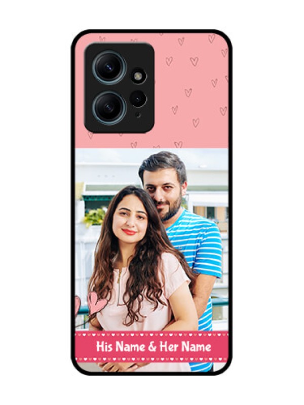 Custom Redmi Note 12 4G Custom Glass Phone CaseLove Design Peach Color