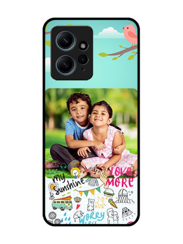 Custom Redmi Note 12 4G Custom Glass Phone CaseDoodle Love Design