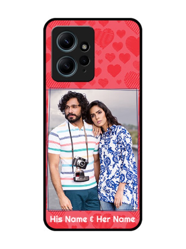 Custom Redmi Note 12 4G Custom Glass Phone CaseWith Red Heart Symbols Design
