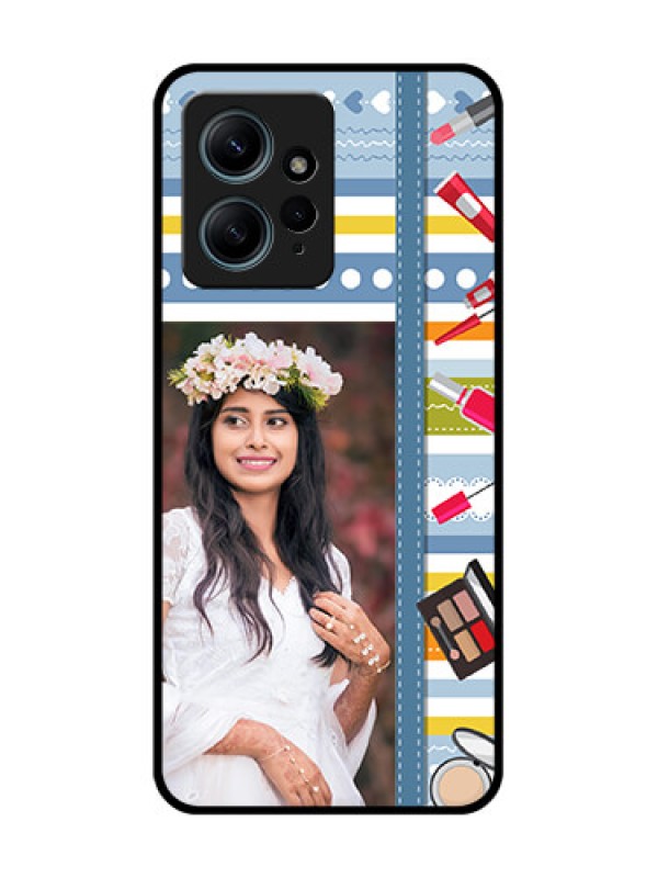 Custom Redmi Note 12 4G Custom Glass Phone CaseMakeup Icons Design
