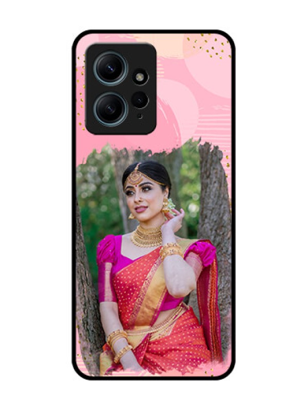 Custom Redmi Note 12 4G Custom Glass Phone CaseGold Glitter Splash Design