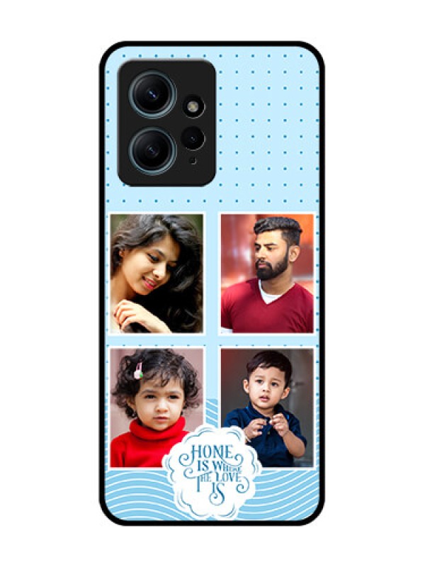 Custom Redmi Note 12 4G Custom Glass Phone CaseCute Love Quote With 4 Pic Upload Design