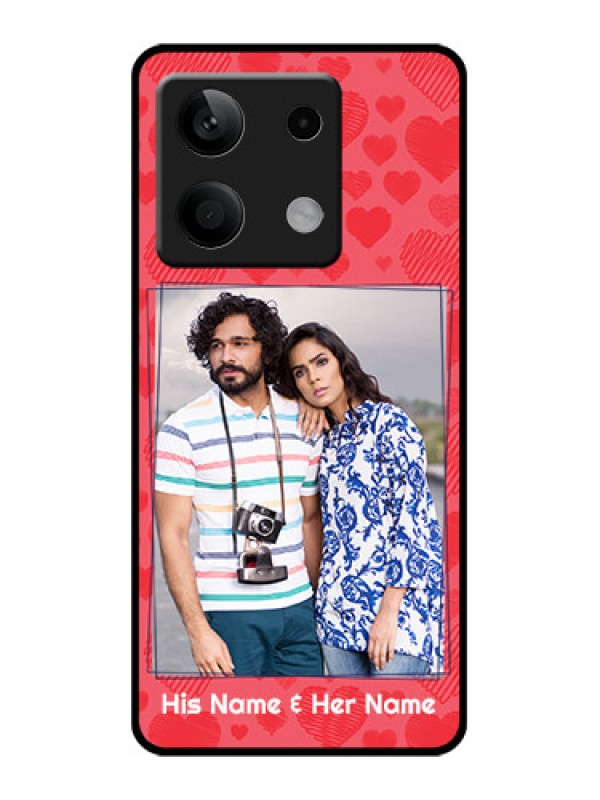 Custom Xiaomi Redmi Note 13 5G Custom Glass Phone Case - With Red Heart Symbols Design