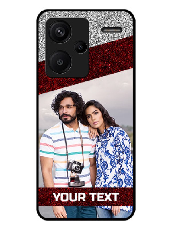 Custom Xiaomi Redmi Note 13 Pro Plus 5G Custom Glass Phone Case - Image Holder With Glitter Strip Design