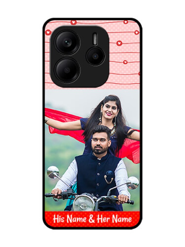 Custom Redmi Note 14 5G Custom Glass Phone CaseRed Pattern Case Design