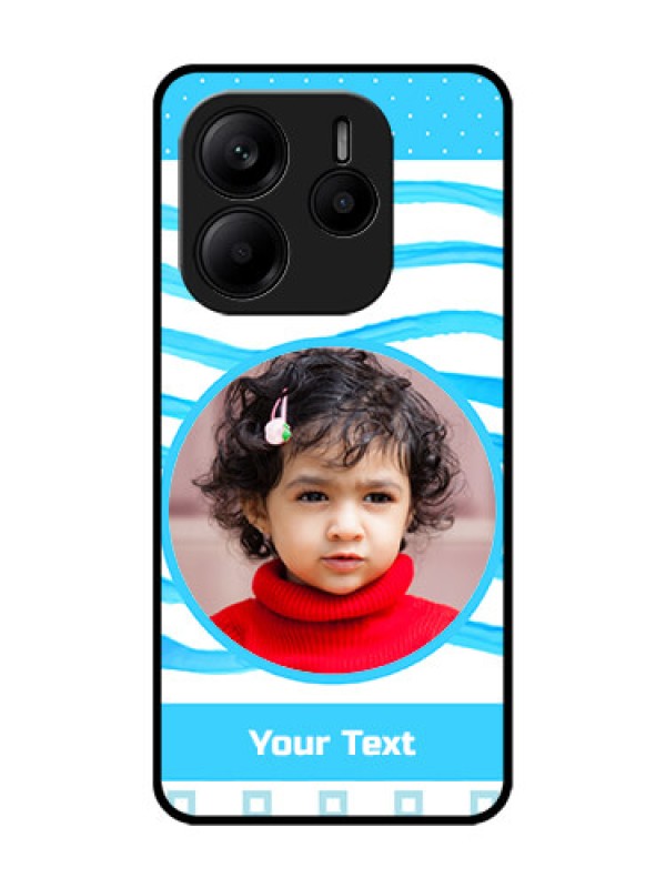 Custom Redmi Note 14 5G Custom Glass Phone CaseSimple Blue Case Design