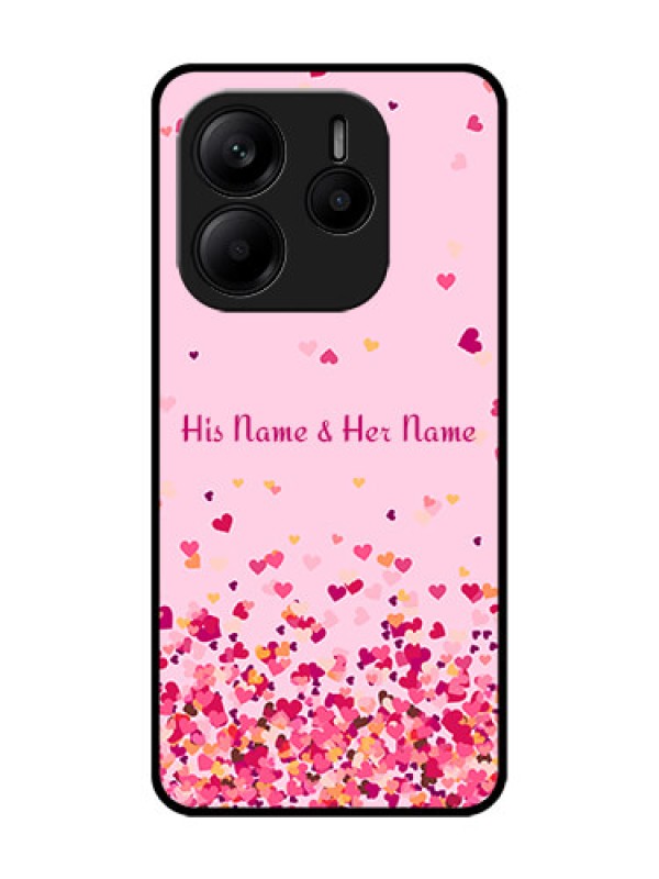 Custom Redmi Note 14 5G Custom Glass Phone CaseFloating Hearts Design