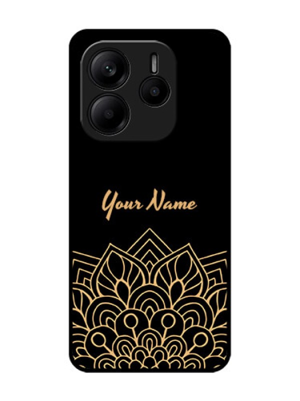 Custom Redmi Note 14 5G Custom Glass Phone CaseGolden Mandala Design