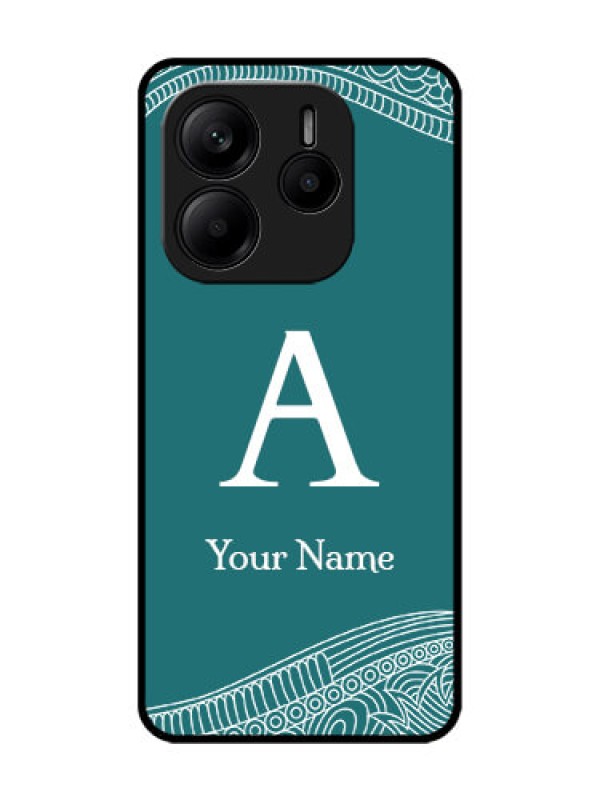 Custom Redmi Note 14 5G Custom Glass Phone CaseLine Art Pattern With Custom Name Design