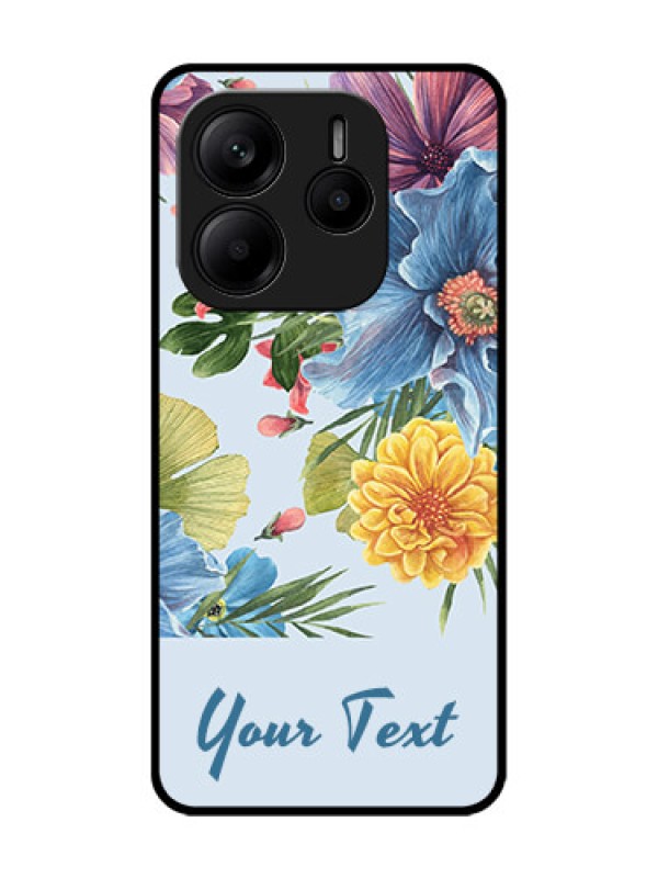 Custom Redmi Note 14 5G Custom Glass Phone CaseStunning Watercolored Flowers Painting Design