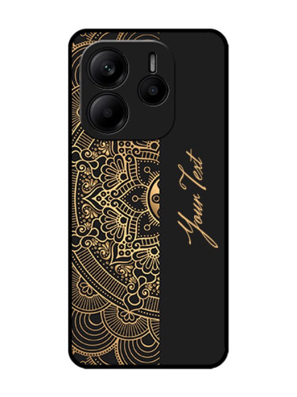 Custom Redmi Note 14 5G Custom Glass Phone CaseMandala Art With Custom Text Design