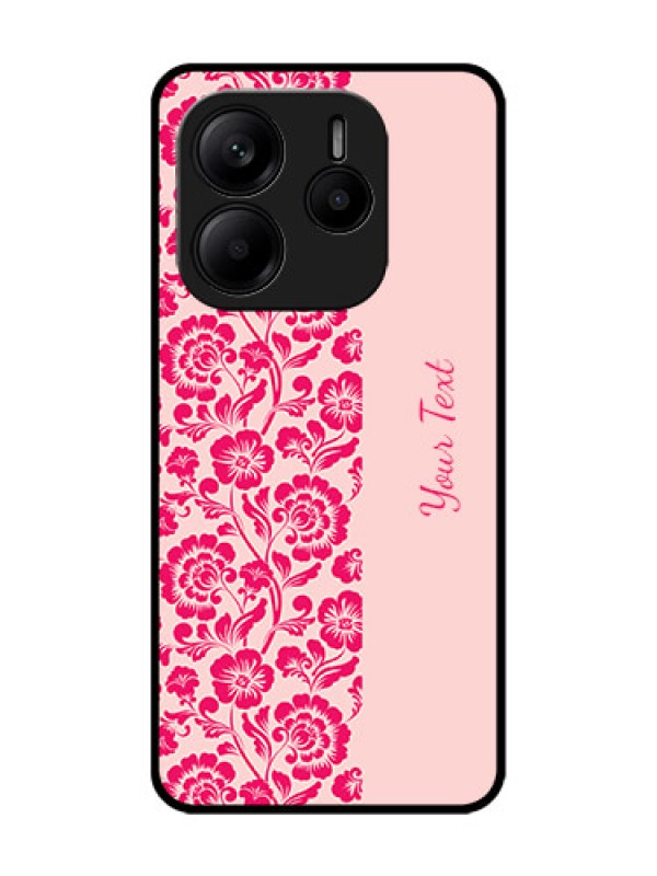 Custom Redmi Note 14 SE 5G Custom Glass Phone Case - Attractive Floral Pattern Design
