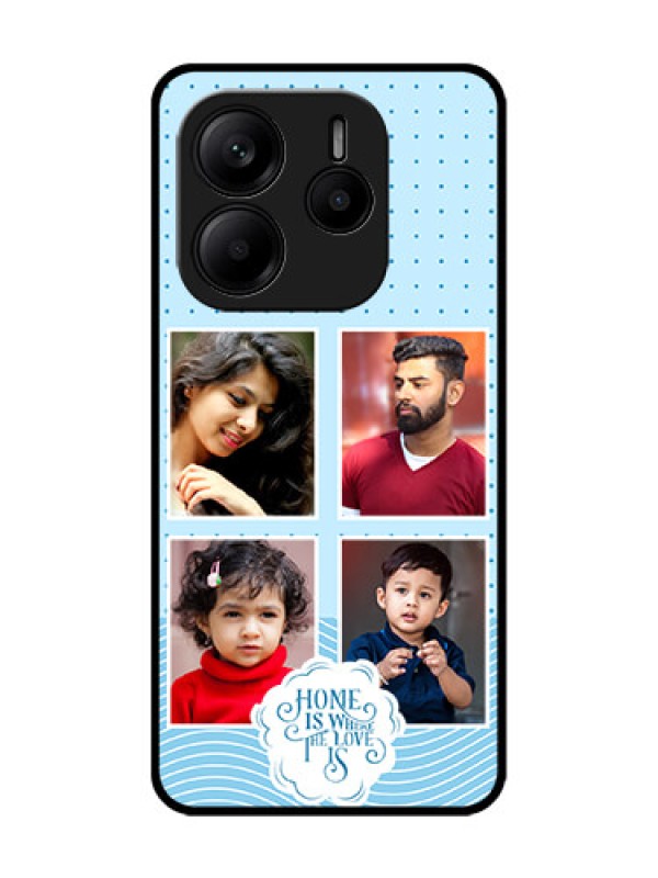 Custom Redmi Note 14 SE 5G Custom Glass Phone Case - Cute Love Quote With 4 Pic Upload Design