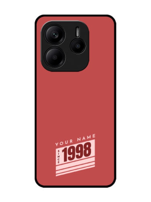 Custom Redmi Note 14 SE 5G Custom Glass Phone Case - Red Custom Year Of Birth Design