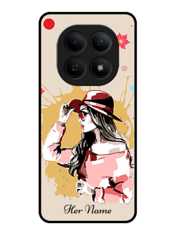 Custom Xiaomi Redmi Note 15 5G Custom Glass Phone Case - Women With Pink Hat Design