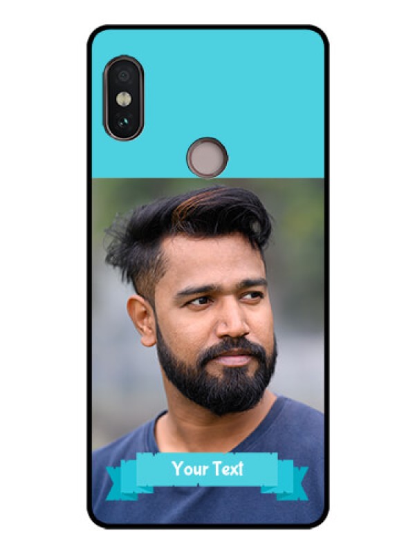 Custom Redmi Note 5 Pro Personalized Glass Phone Case  - Simple Blue Color Design
