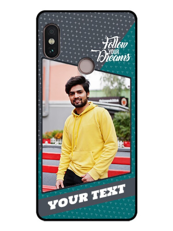 Custom Redmi Note 5 Pro Personalized Glass Phone Case  - Background Pattern Design with Quote