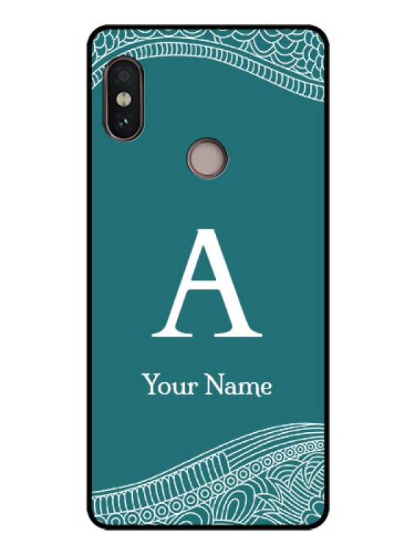 Custom Xiaomi Redmi Note 5 Pro Personalized Glass Phone Case - line art pattern with custom name Design