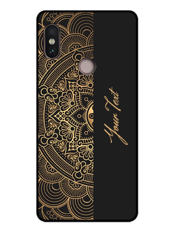 Custom Xiaomi Redmi Note 5 Pro Photo Printing on Glass Case - Mandala art with custom text Design