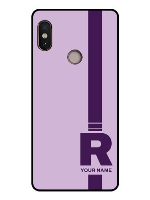 Custom Xiaomi Redmi Note 5 Pro Photo Printing on Glass Case - Simple dual tone stripe with name Design