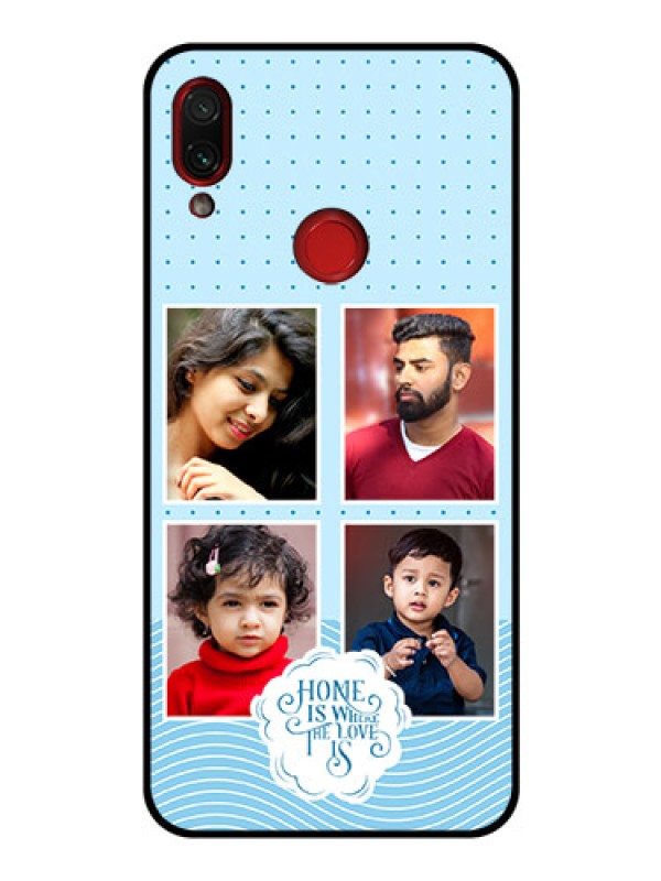 Custom Xiaomi Redmi Note 7 Pro Custom Glass Phone Case - Cute love quote with 4 pic upload Design