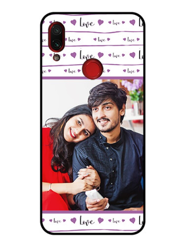 Custom Redmi Note 7 Custom Glass Mobile Case  - Couples Heart Design
