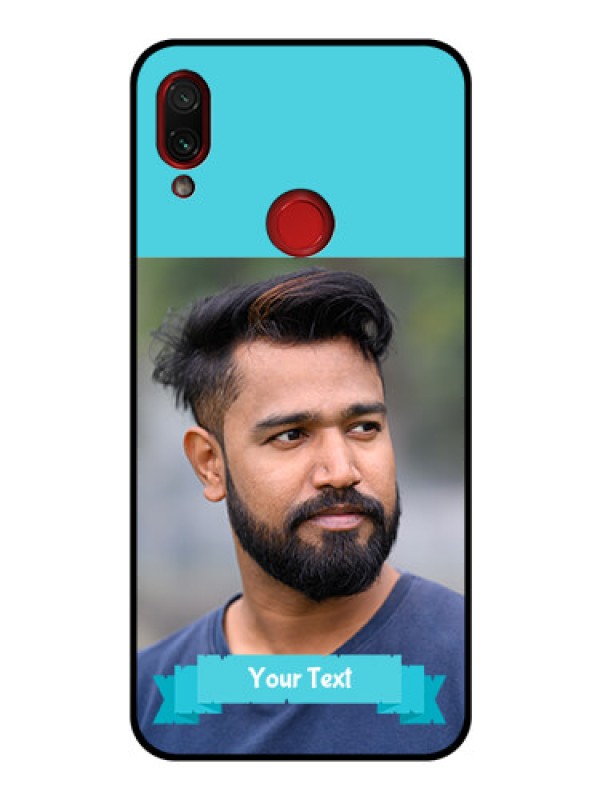 Custom Redmi Note 7 Personalized Glass Phone Case  - Simple Blue Color Design