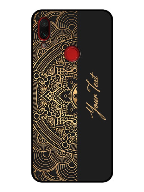 Custom Xiaomi Redmi Note 7 Photo Printing on Glass Case - Mandala art with custom text Design