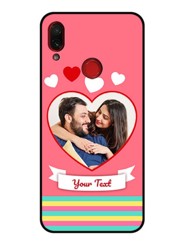 Custom Redmi Note 7S Photo Printing on Glass Case  - Love Doodle Design
