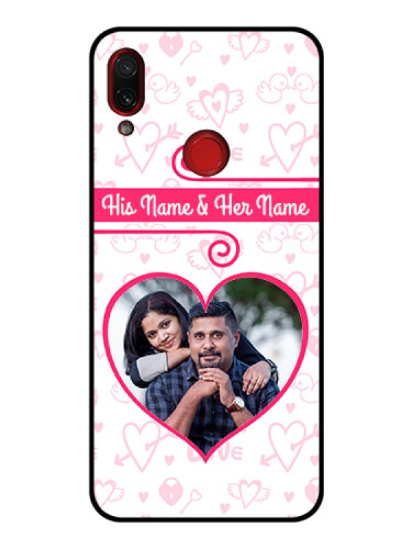 Custom Redmi Note 7S Personalized Glass Phone Case  - Heart Shape Love Design