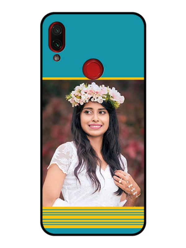 Custom Redmi Note 7S Custom Glass Phone Case  - Yellow & Blue Design 