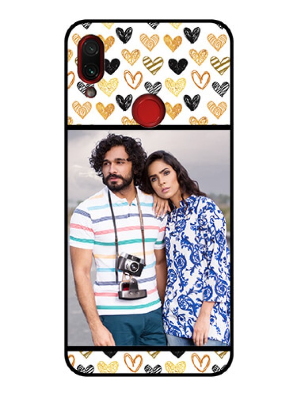 Custom Redmi Note 7S Photo Printing on Glass Case  - Love Symbol Design