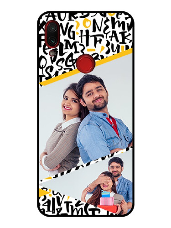 Custom Redmi Note 7S Custom Glass Mobile Case  - Letters Pattern Design
