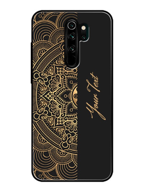 Custom Xiaomi Redmi Note 8 Pro Photo Printing on Glass Case - Mandala art with custom text Design